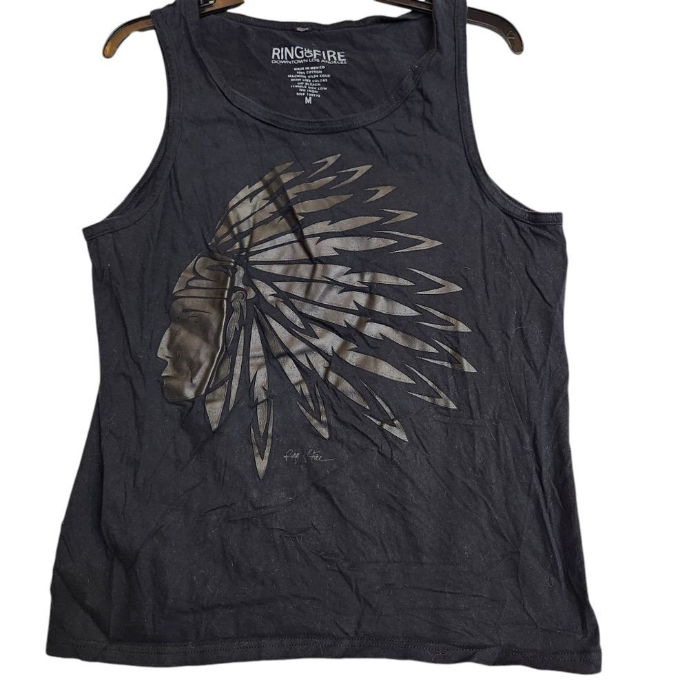 Rings of Fire mens graphic tee sleeveless crew neck Sz Medium‎
